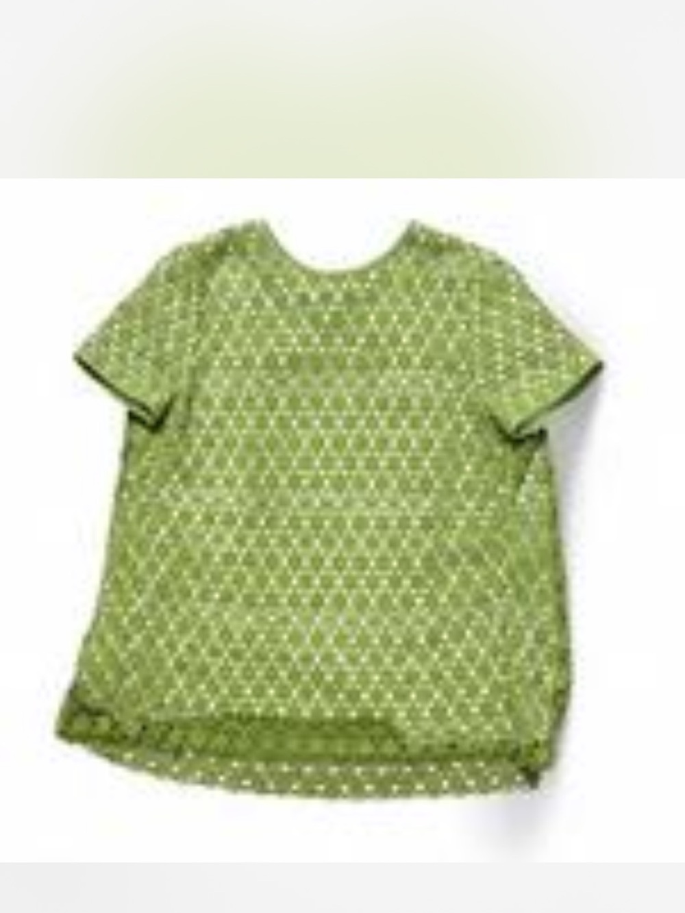 Tory Burch Lace Overlay Green Short Sleeve Blouse - Picture 2 of 4